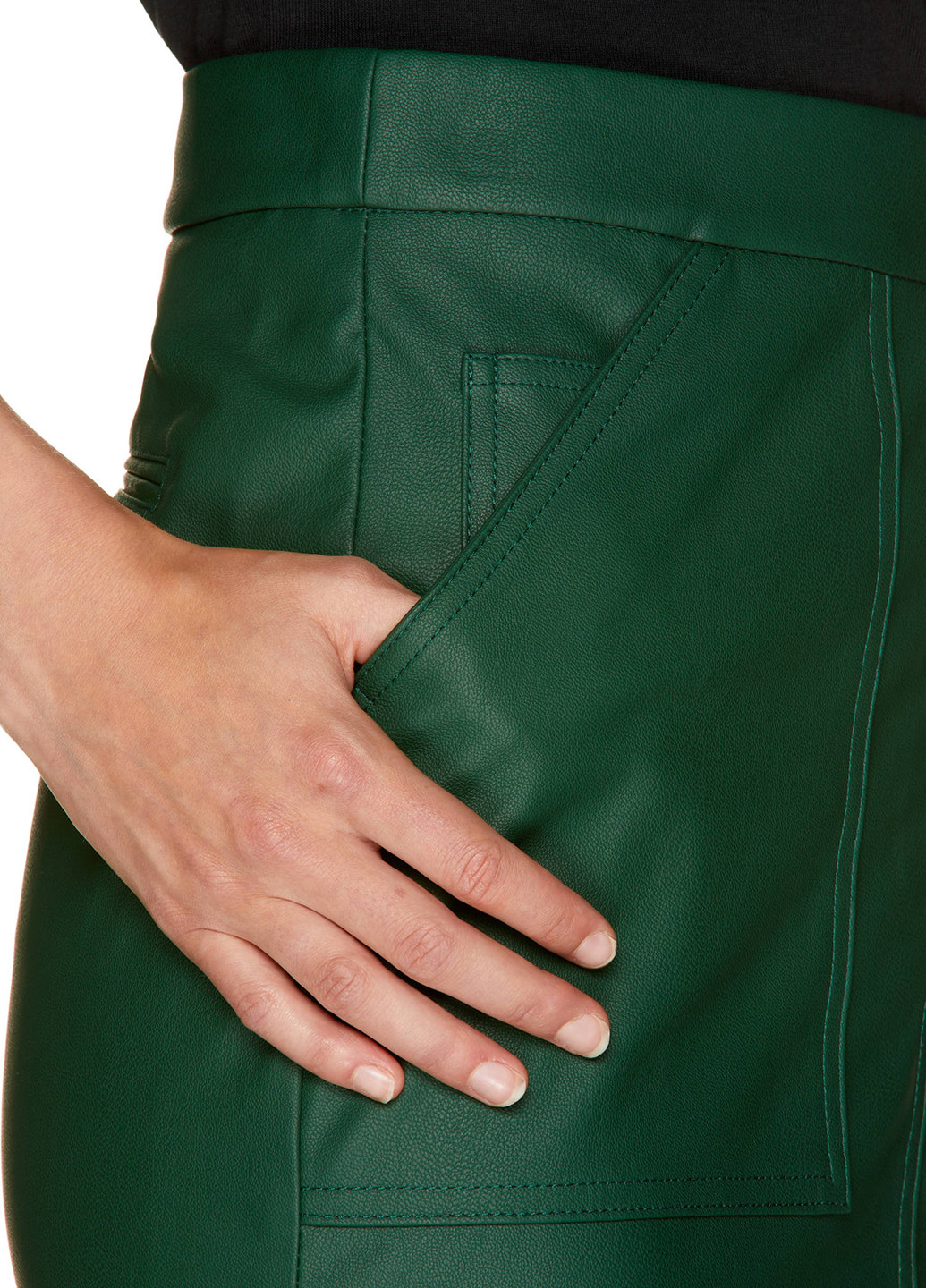 Темно-зеленая кэжуал однотонная юбка United Colors of Benetton карандаш