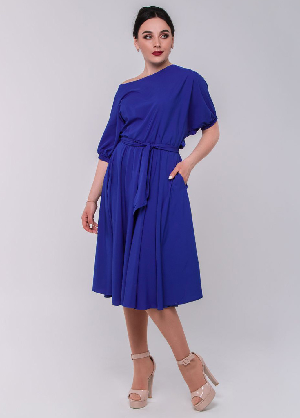 Темно-синее кэжуал платье so-78205-elb Alpama
