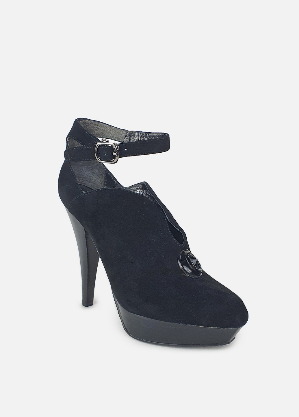 Стильні жіночі туфлі на підборах замшеві чорні Basile лодочки (252654868)