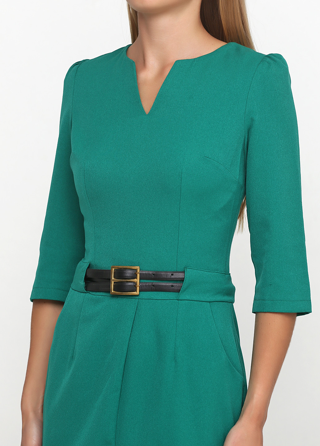 Зеленое кэжуал платье футляр Sassofono однотонное