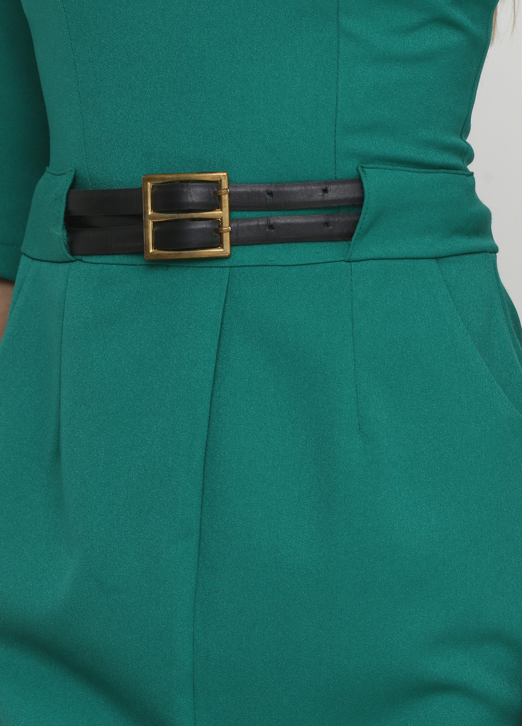 Зеленое кэжуал платье футляр Sassofono однотонное