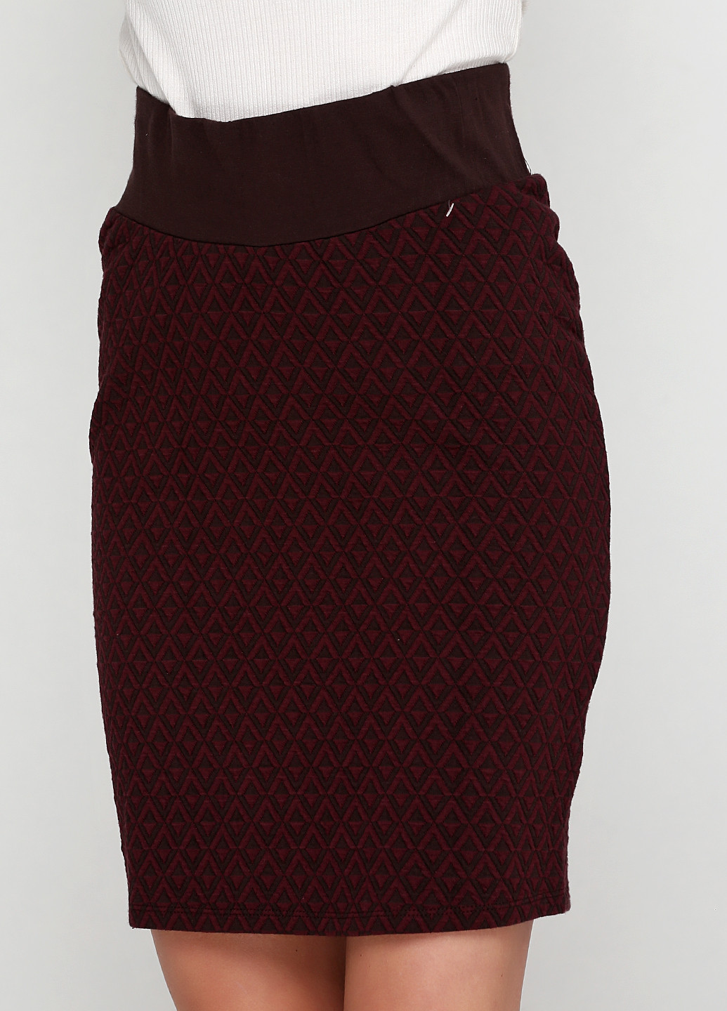 Темно-бордовая кэжуал с геометрическим узором юбка Kiabi мини
