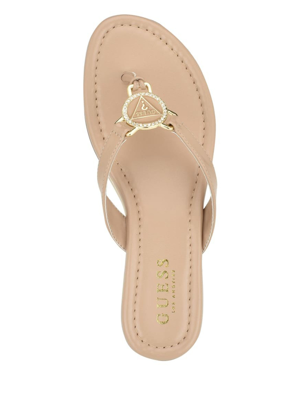 Бежевые кэжуал вьетнамки Guess с камнями, с логотипом