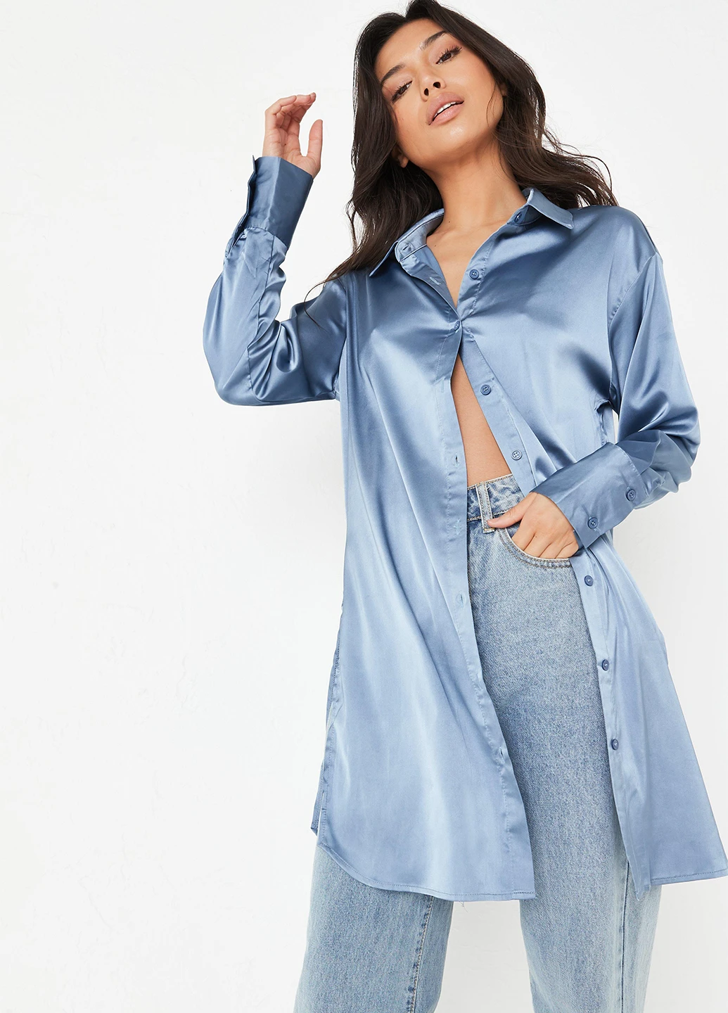 Синя кежуал сукня сукня-сорочка Missguided однотонна