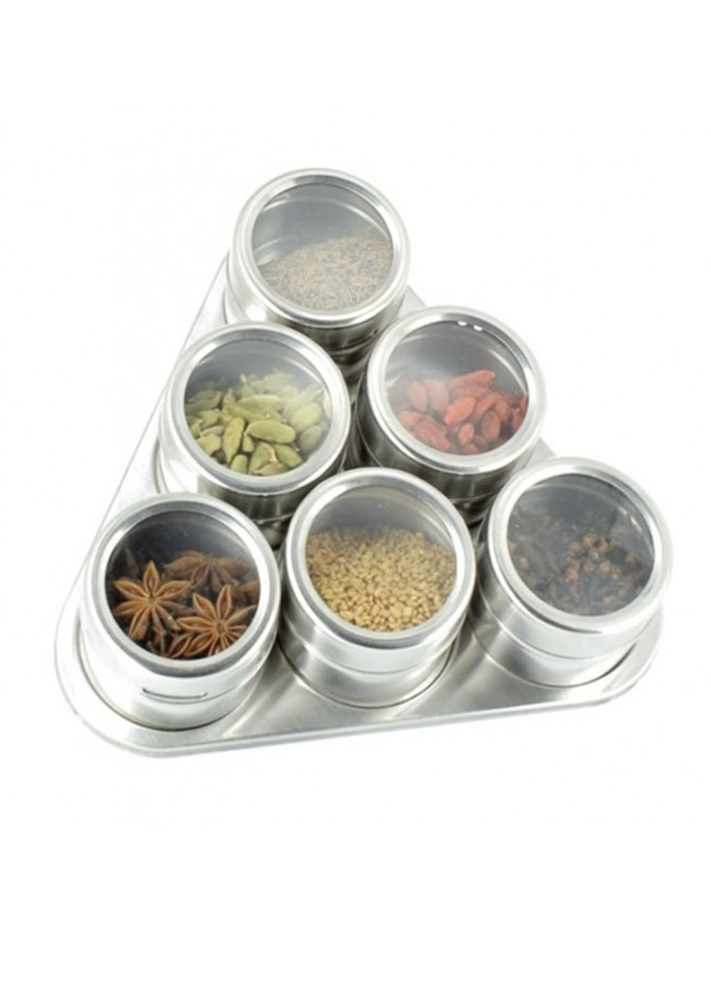 Набор баночек для специй на магните 6 шт. стенд на подставке Rozia (253383150)