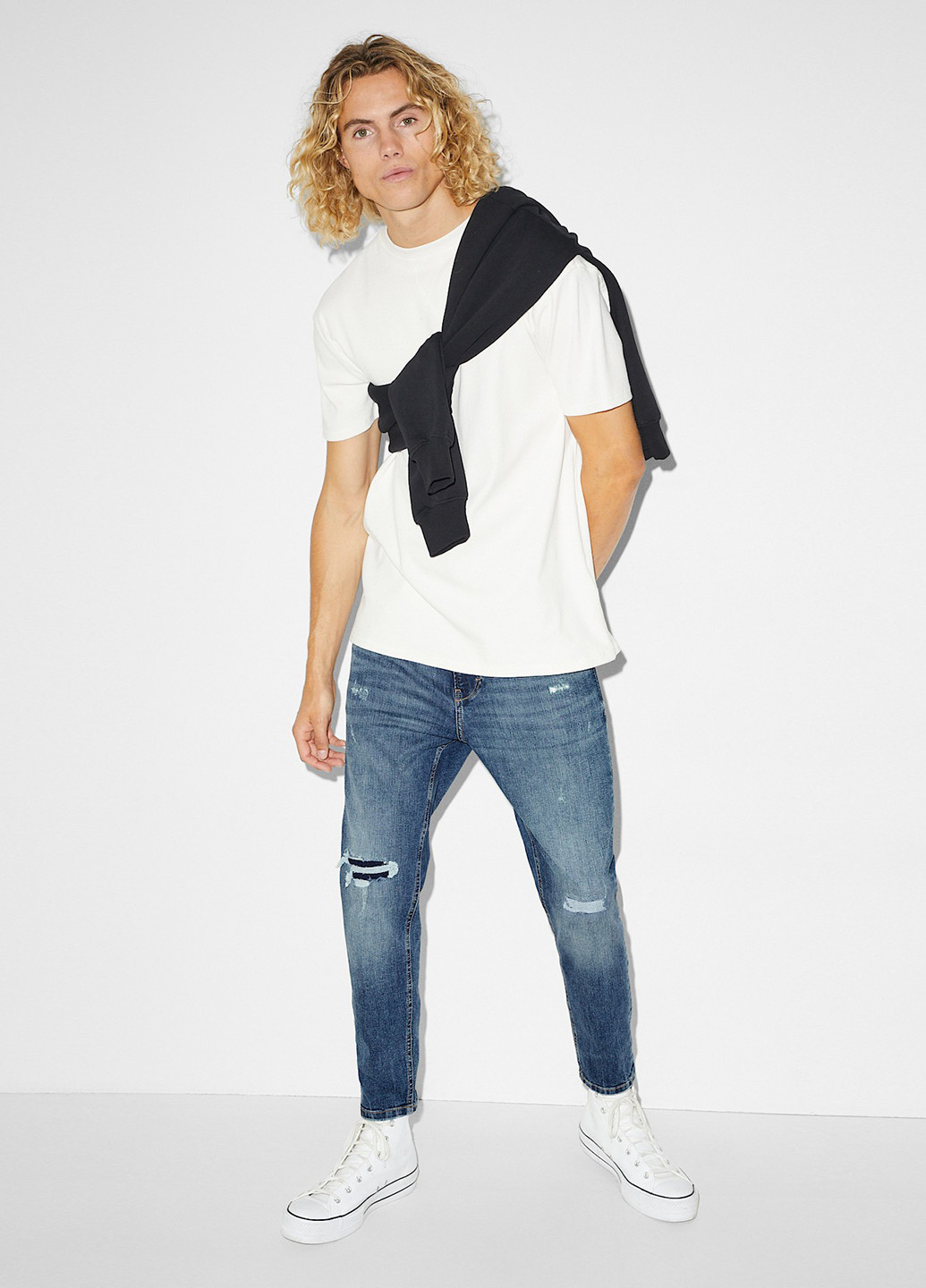 Синие демисезонные слим джинсы C&A