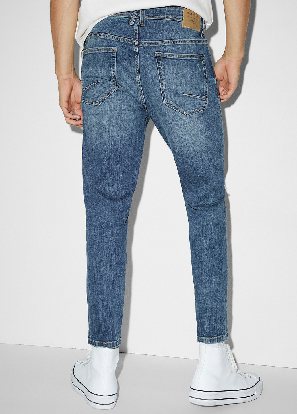Синие демисезонные слим джинсы C&A