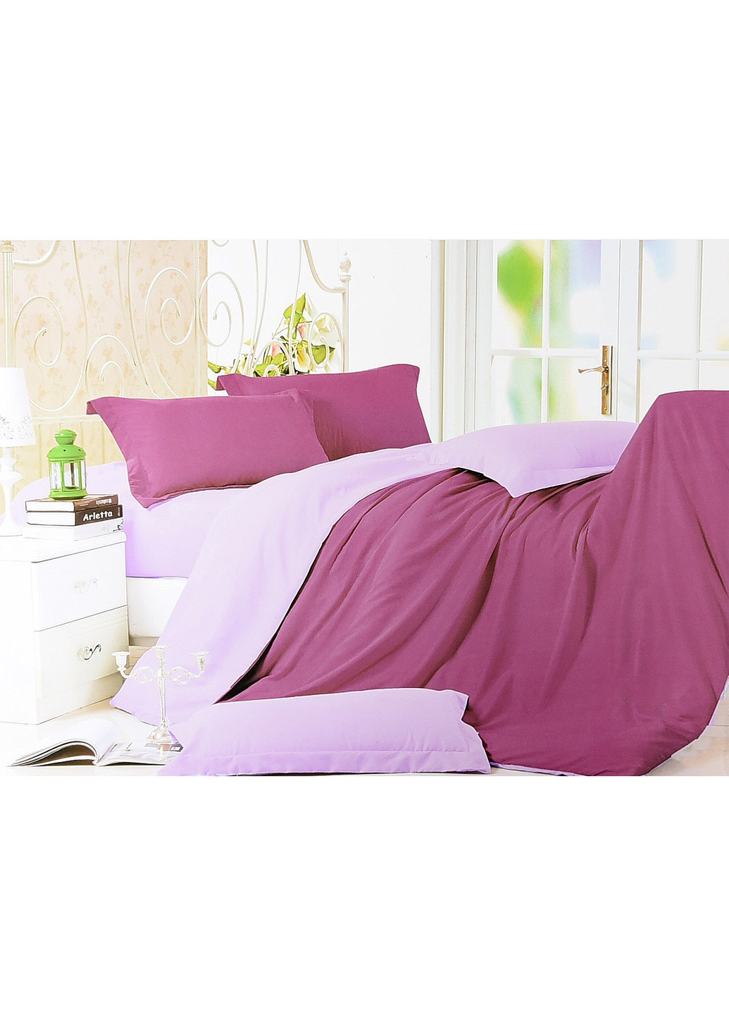 Комплект постельного белья фиолетового цвета полуторка Let's Shop (256548190)