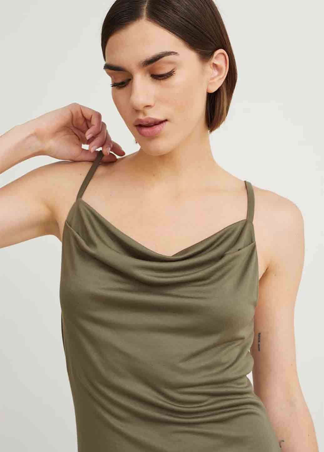 Оливковое кэжуал платье платье-комбинация C&A однотонное