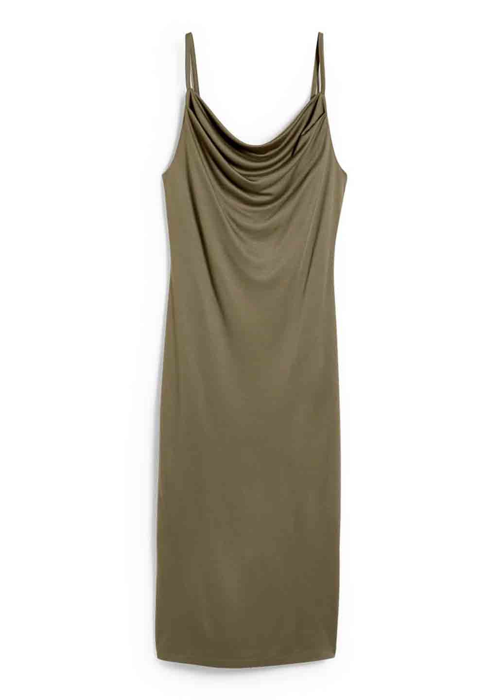 Оливковое кэжуал платье платье-комбинация C&A однотонное