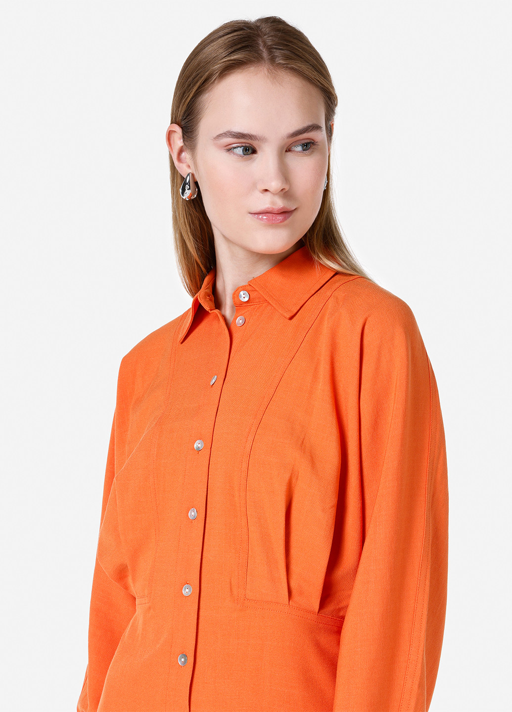 Оранжевое кэжуал платье рубашка Colin's однотонное
