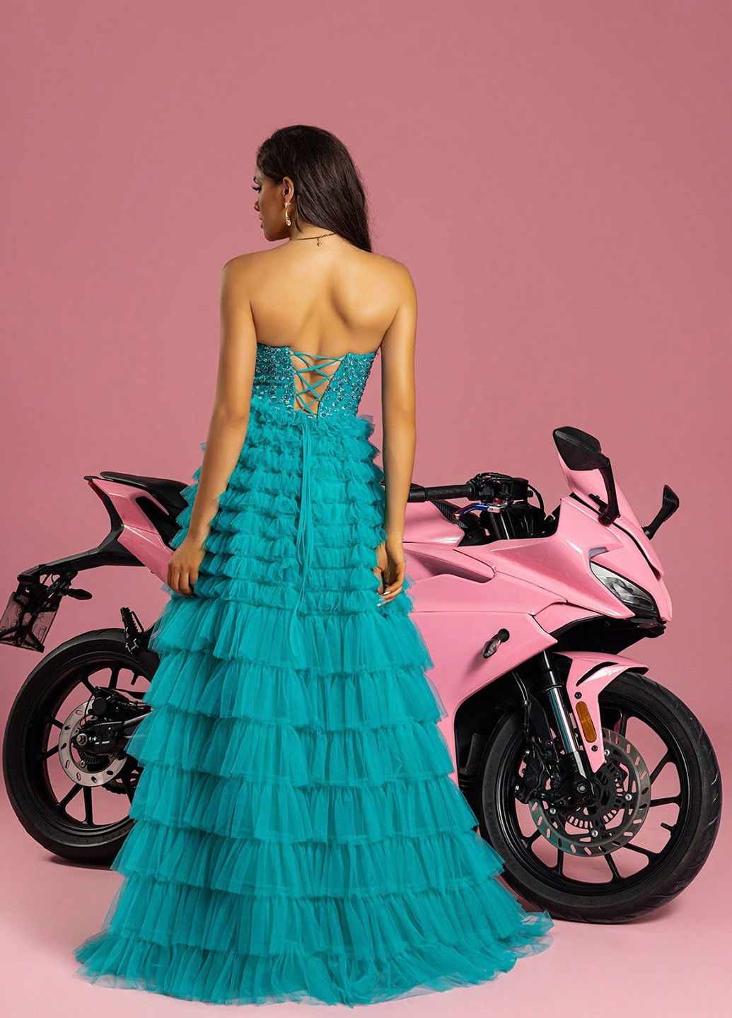 Бірюзова вечірня, святковий сукня з відкритими плечима SHEIN однотонна