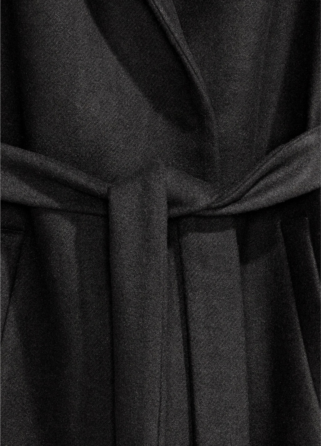 Черное демисезонное Пальто с капюшоном шерсть бленд H&M