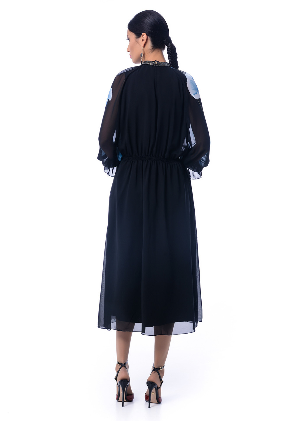 Темно-синя коктейльна сукня Iren Klairie з малюнком