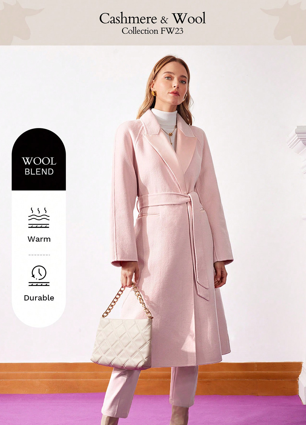 Світло-рожеве демісезонне Пальто SHEIN