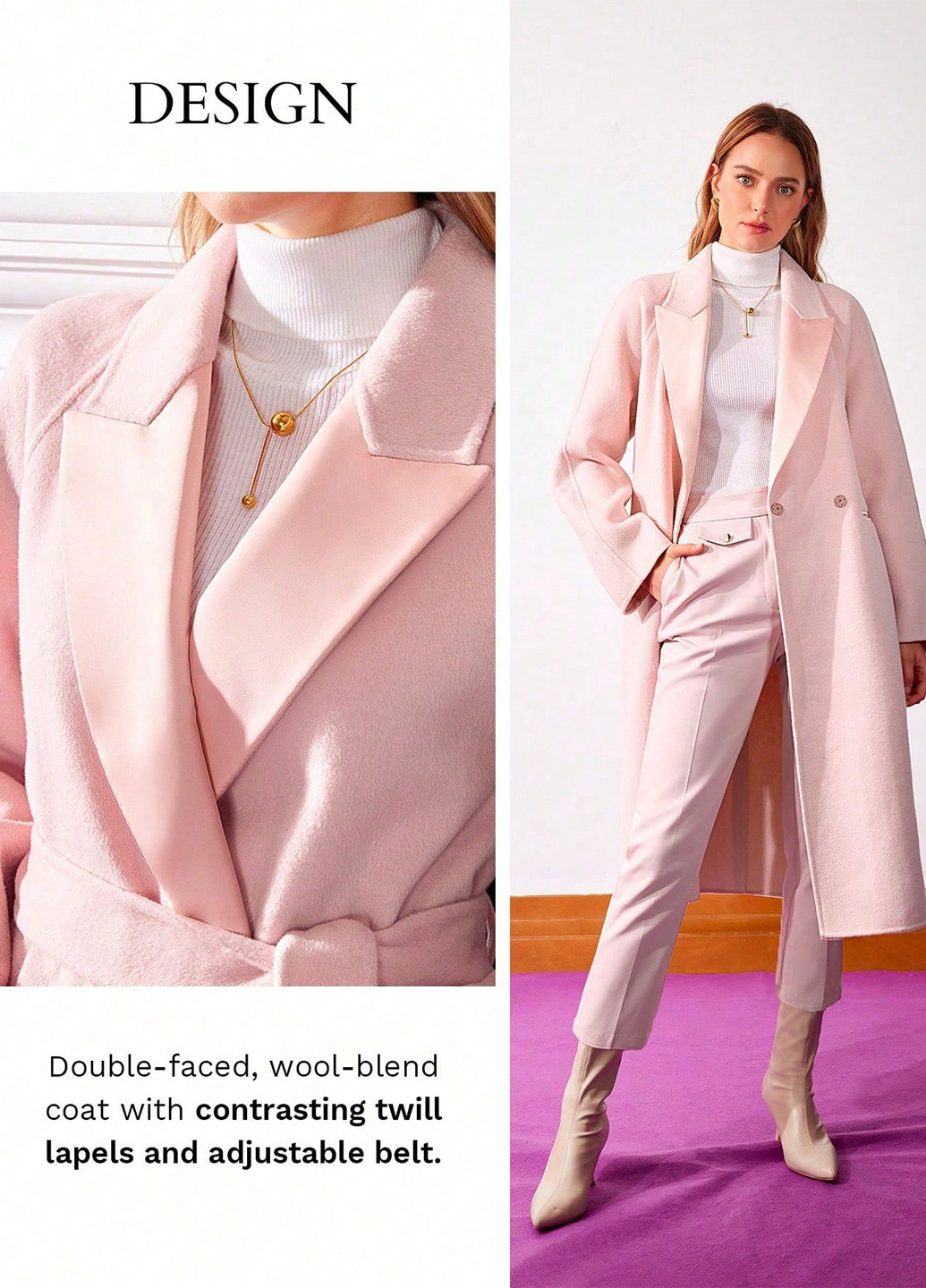 Світло-рожеве демісезонне Пальто SHEIN