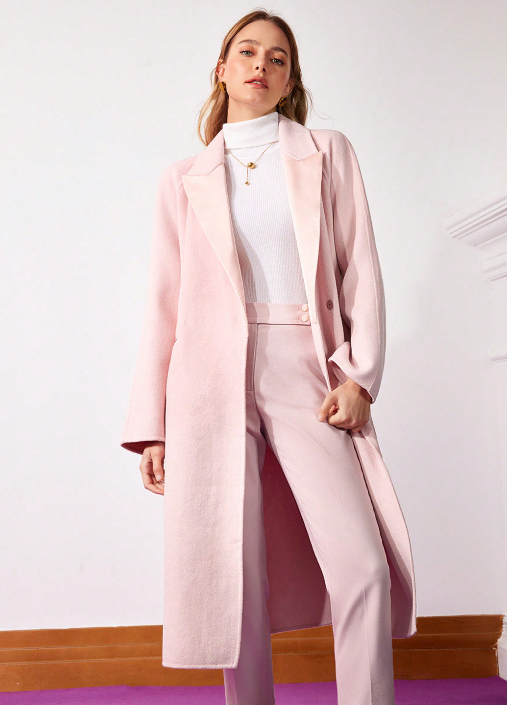 Світло-рожеве демісезонне Пальто SHEIN