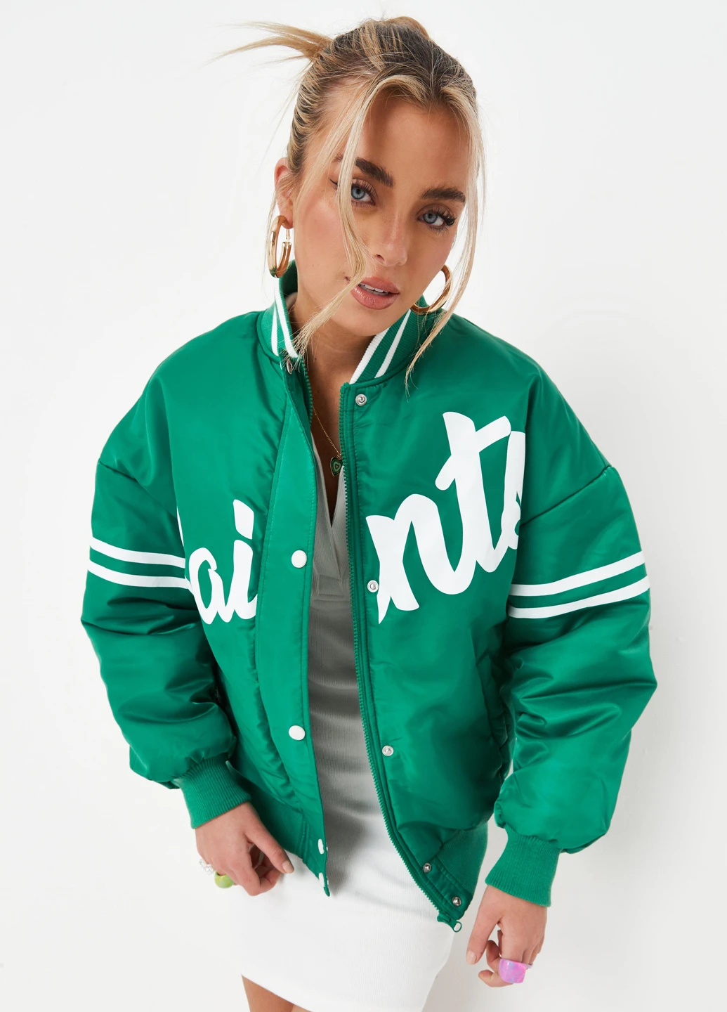 Бомбер Missguided бейсбольний на блискавці, на кнопках (276253946)