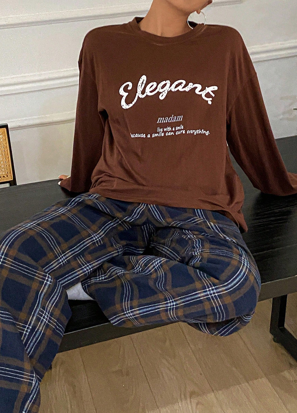 Комбінована всесезон піжама (лонгслів, штани) лонгслів + брюки SHEIN