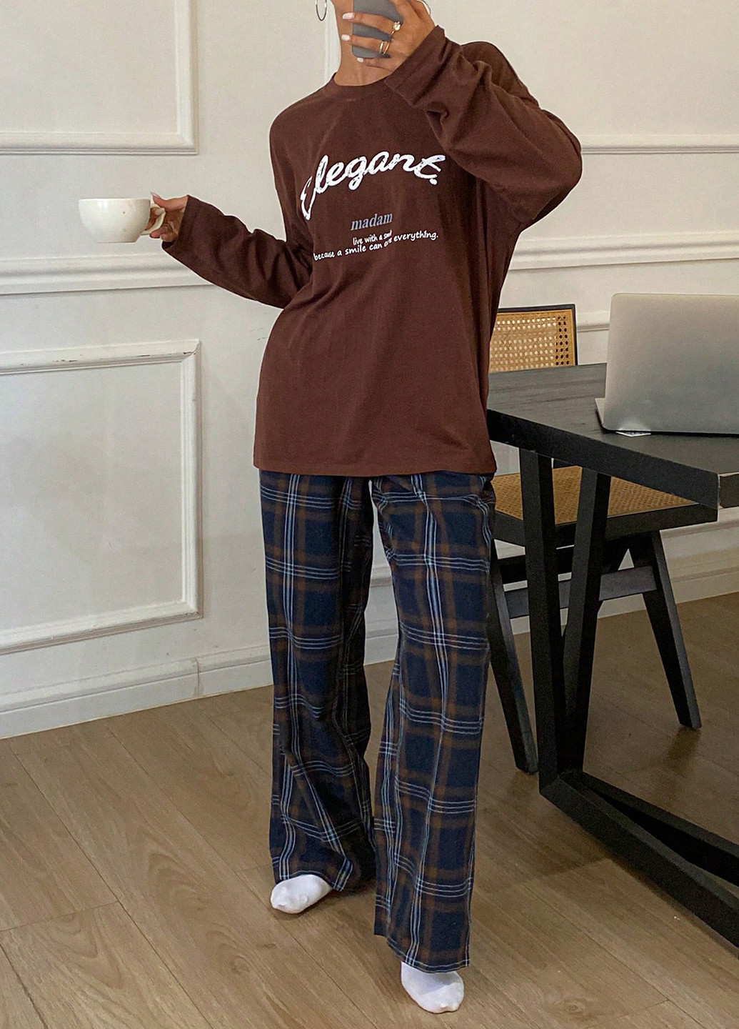 Комбінована всесезон піжама (лонгслів, штани) лонгслів + брюки SHEIN