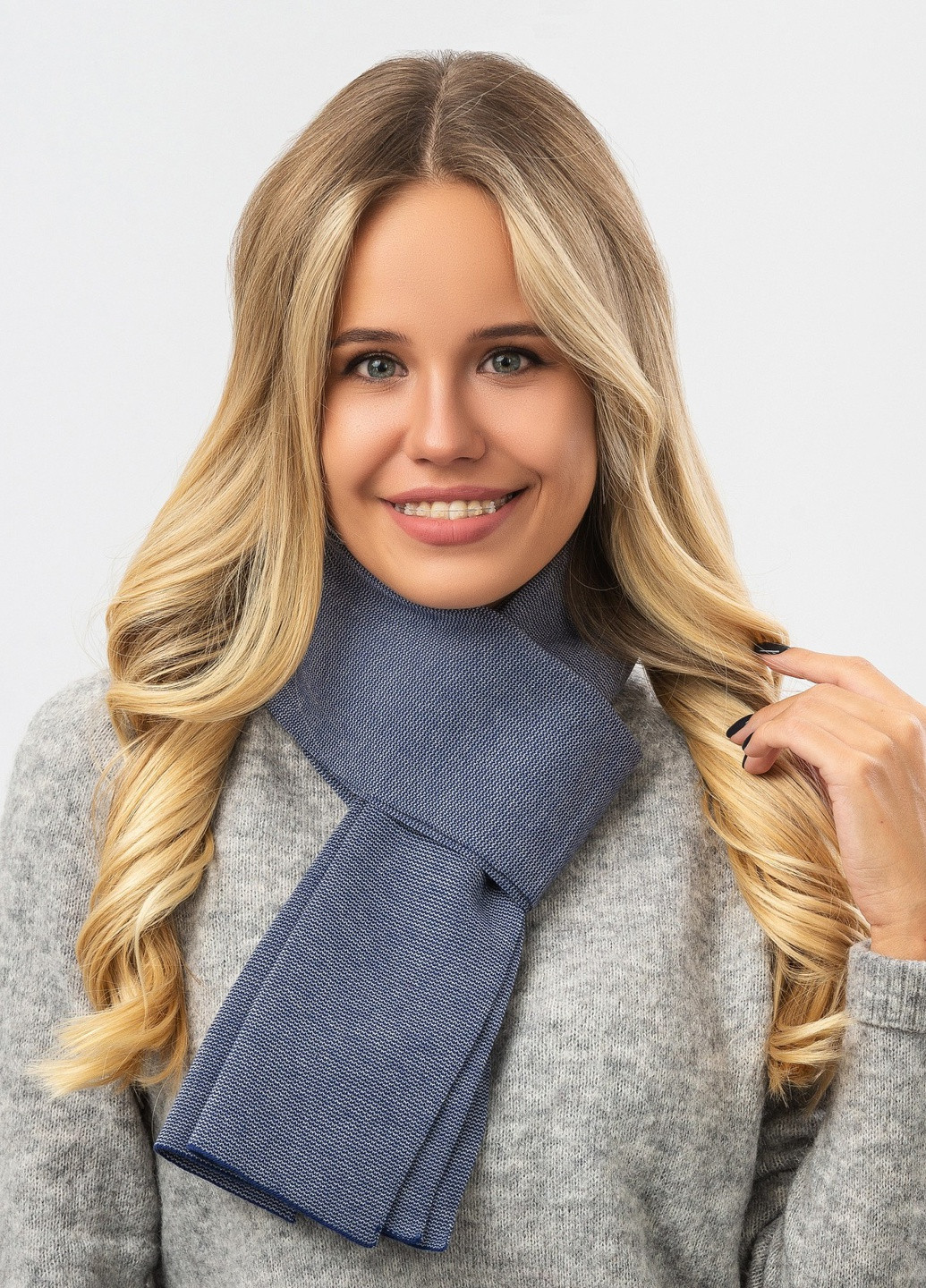 Шарф унісекс -128 160х20см Джинсовий W-Luxury 9289F (254046388)