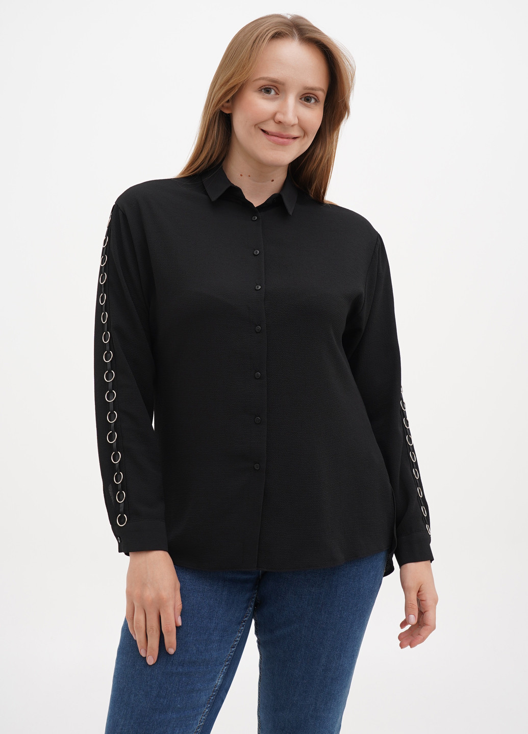 Черная кэжуал рубашка однотонная Sassofono Club