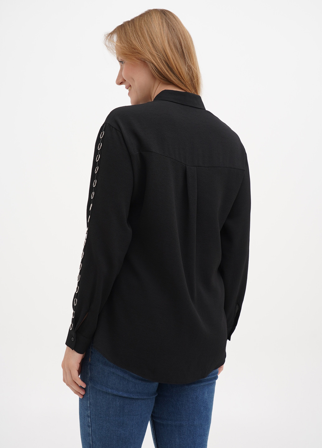 Черная кэжуал рубашка однотонная Sassofono Club