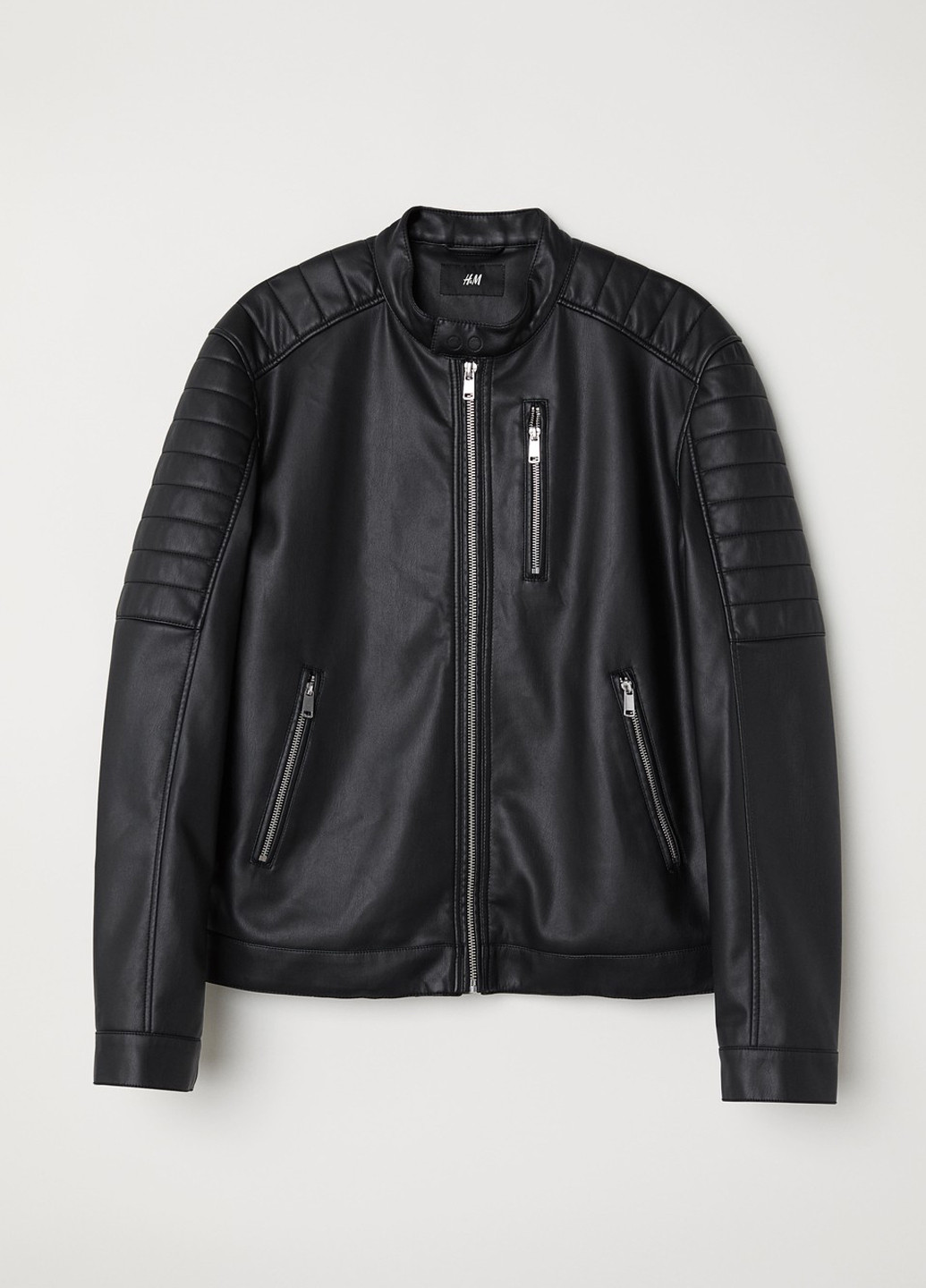 Черная демисезонная куртка байкерская H&M