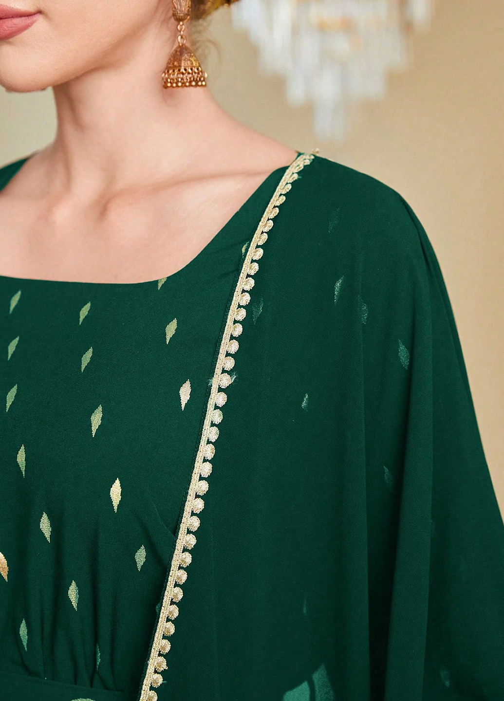 Зеленое праздничный, вечернее платье SHEIN с абстрактным узором