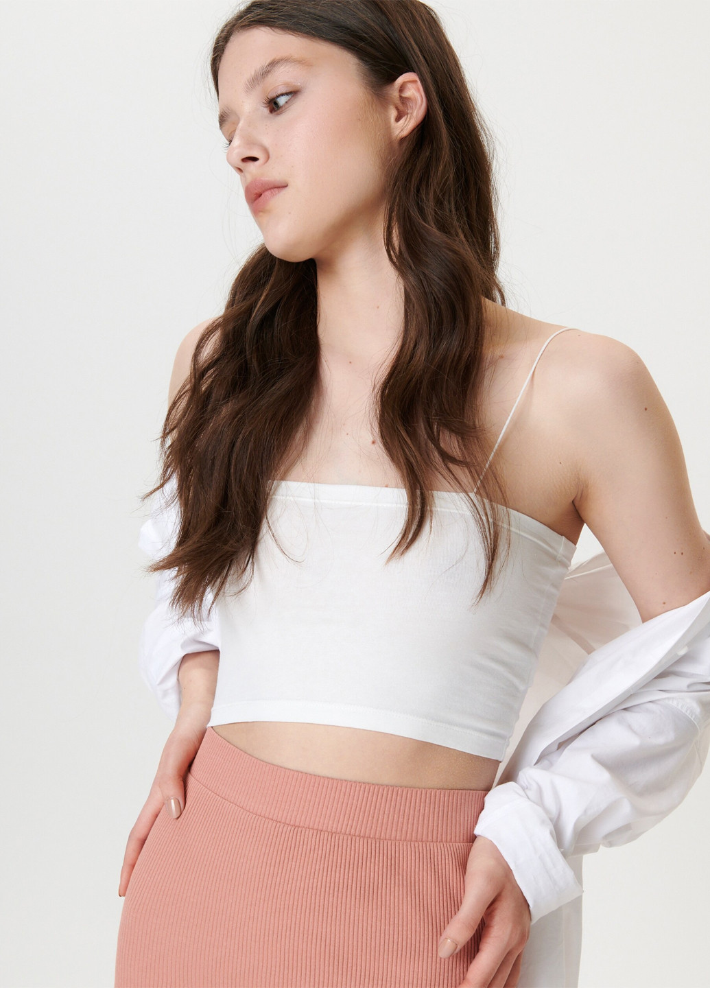 Светло-розовая кэжуал однотонная юбка Sinsay карандаш