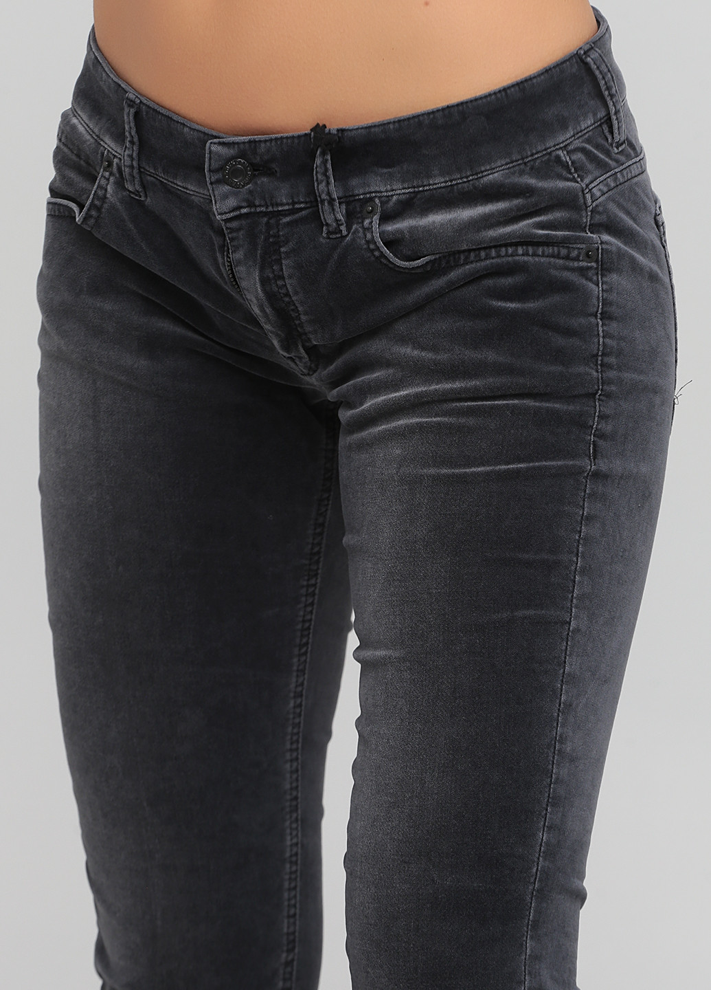 Темно-серые кэжуал демисезонные укороченные, зауженные брюки Drykorn