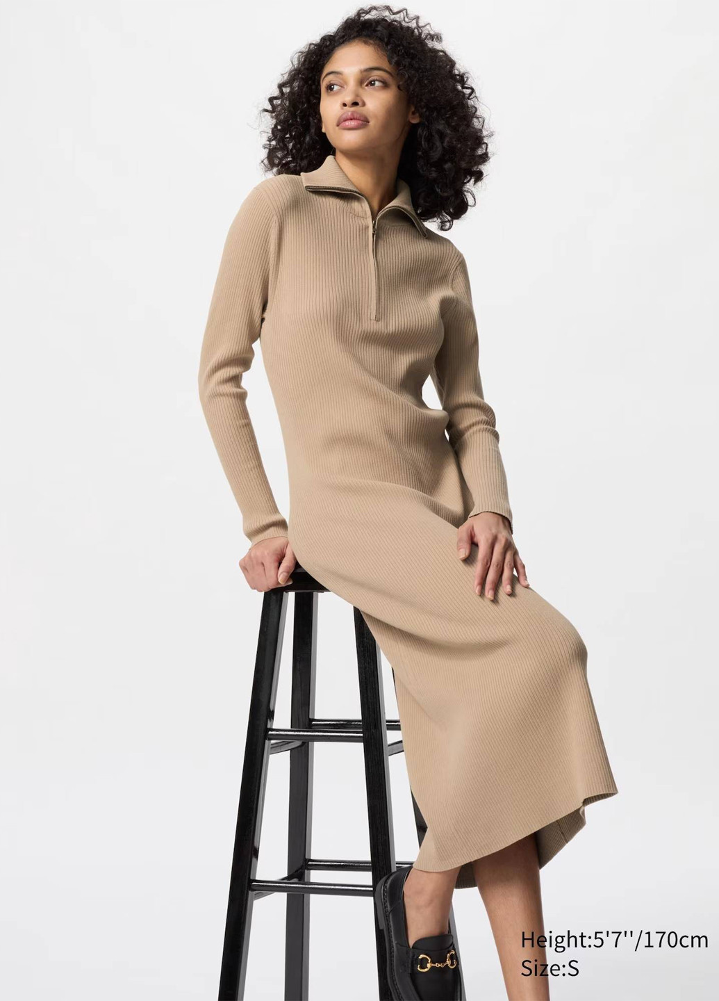 Бежева кежуал сукня Uniqlo однотонна