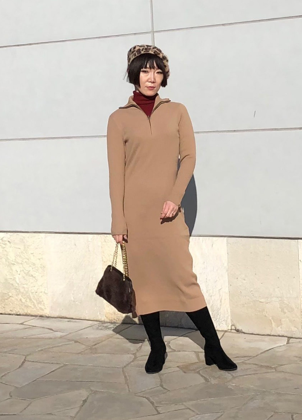 Бежева кежуал сукня Uniqlo однотонна