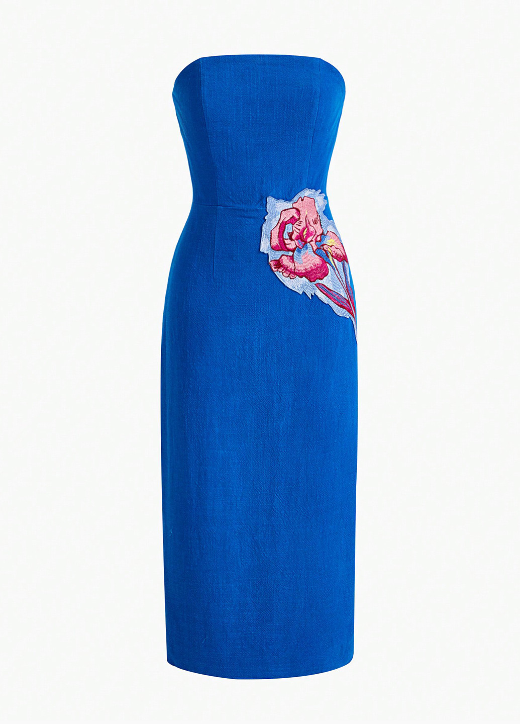 Синее кэжуал, коктейльное платье бандо SHEIN однотонное