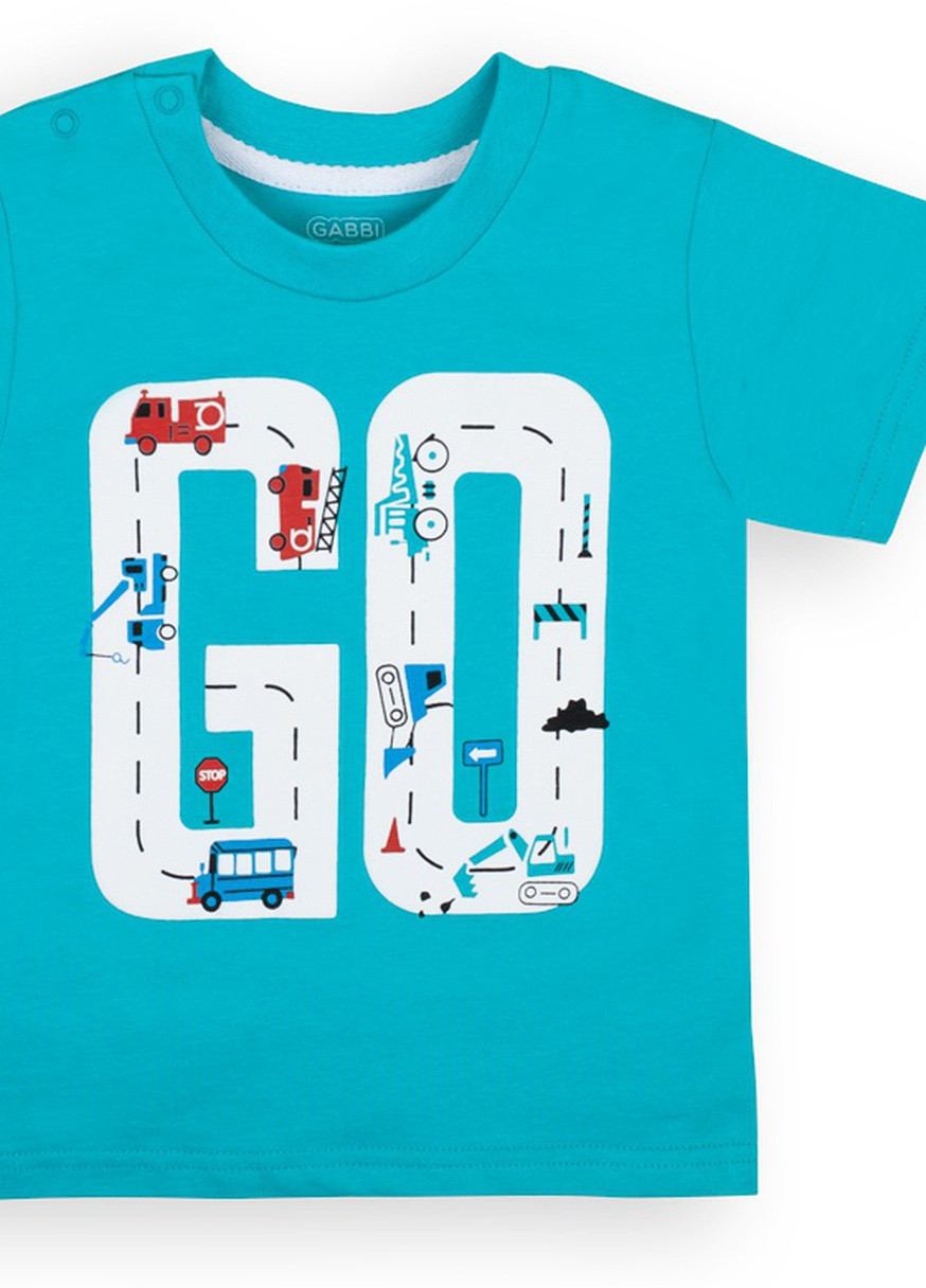 Голубая летняя детская футболка для мальчика *диноленд* Габби
