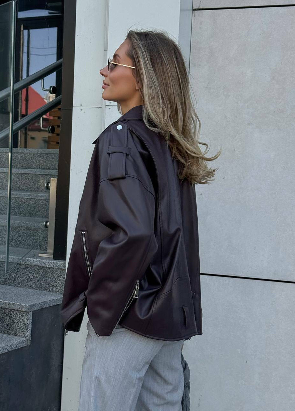 Темно-коричнева демісезонна куртка косуха No Brand