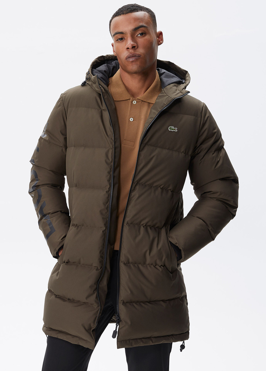 Коричневая зимняя куртка Lacoste