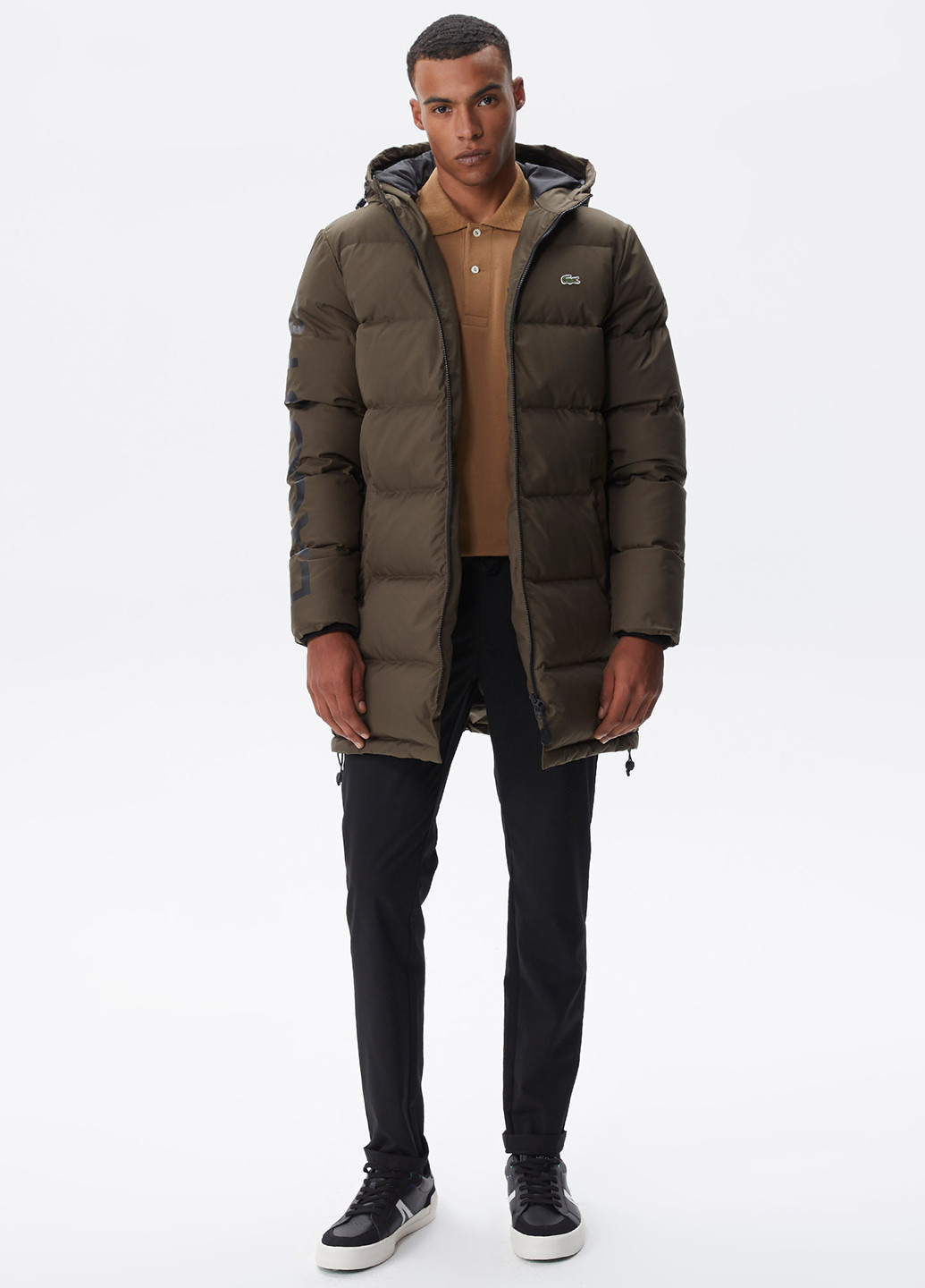 Коричневая зимняя куртка Lacoste