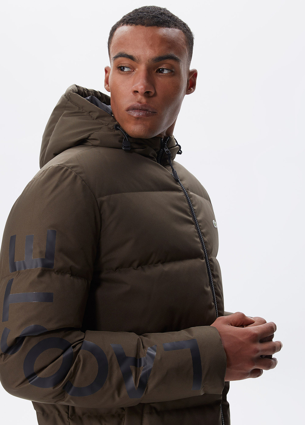 Коричневая зимняя куртка Lacoste