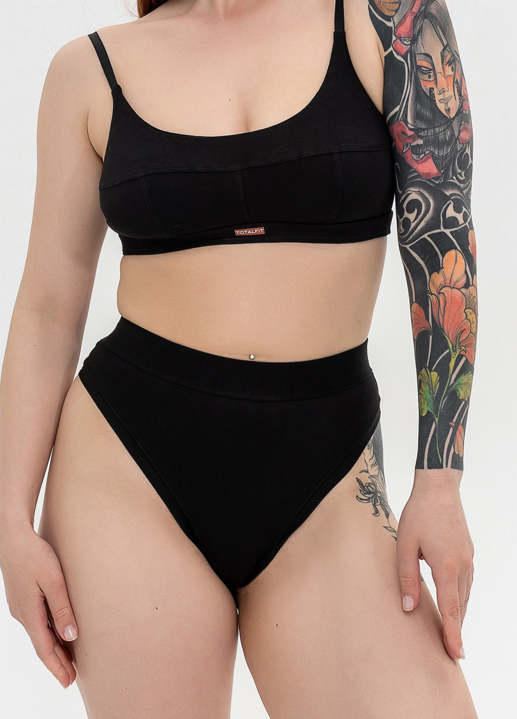 Хлопковые стринги с высокой посадкой TOTALFIT (330987684)