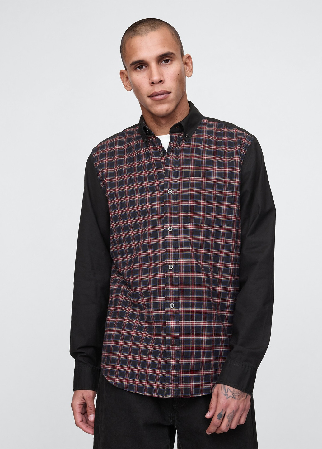 Черная кэжуал рубашка в клетку Gap