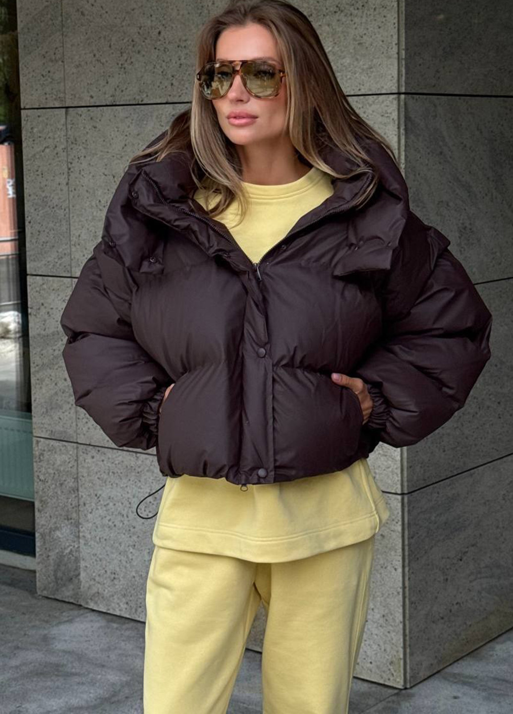 Темно-коричневая зимняя куртка куртка-трансформер No Brand