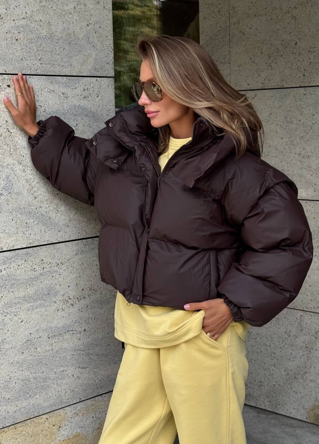 Темно-коричневая зимняя куртка куртка-трансформер No Brand