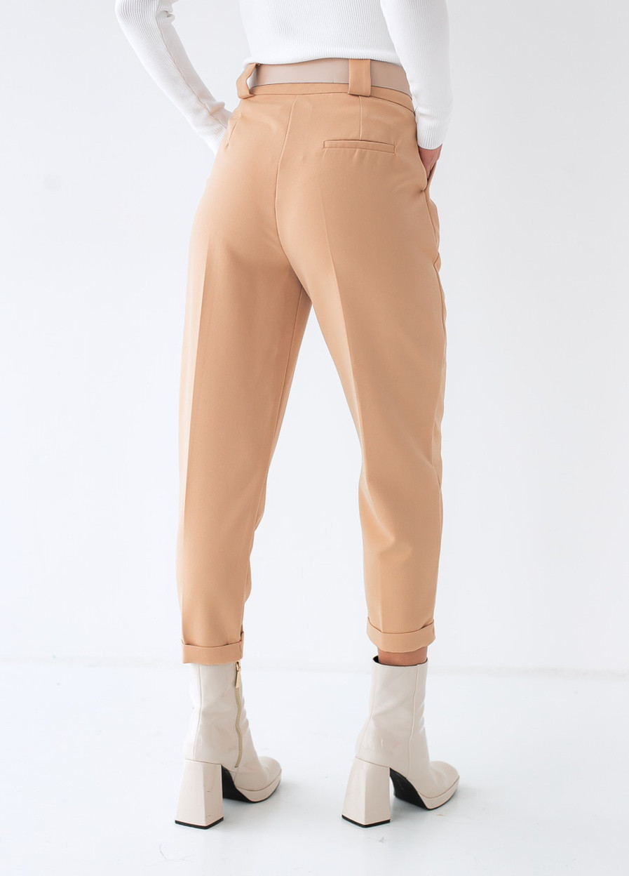 Светло-коричневые кэжуал брюки No Brand