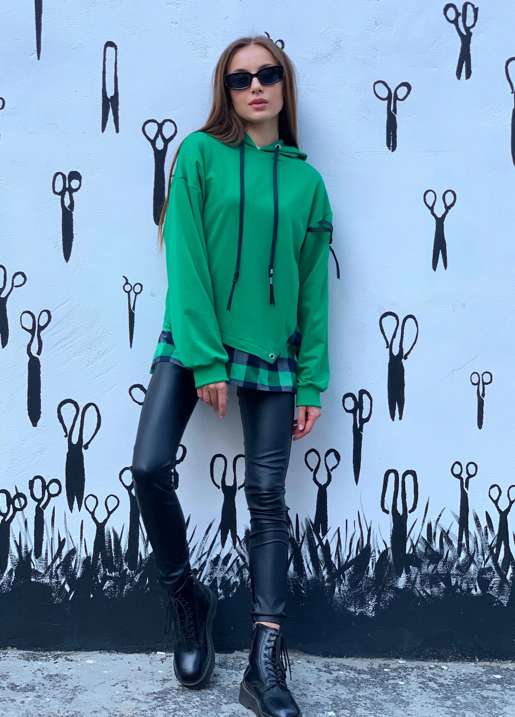 Худі oversize зелене "SPIDER" InRed (248407706)