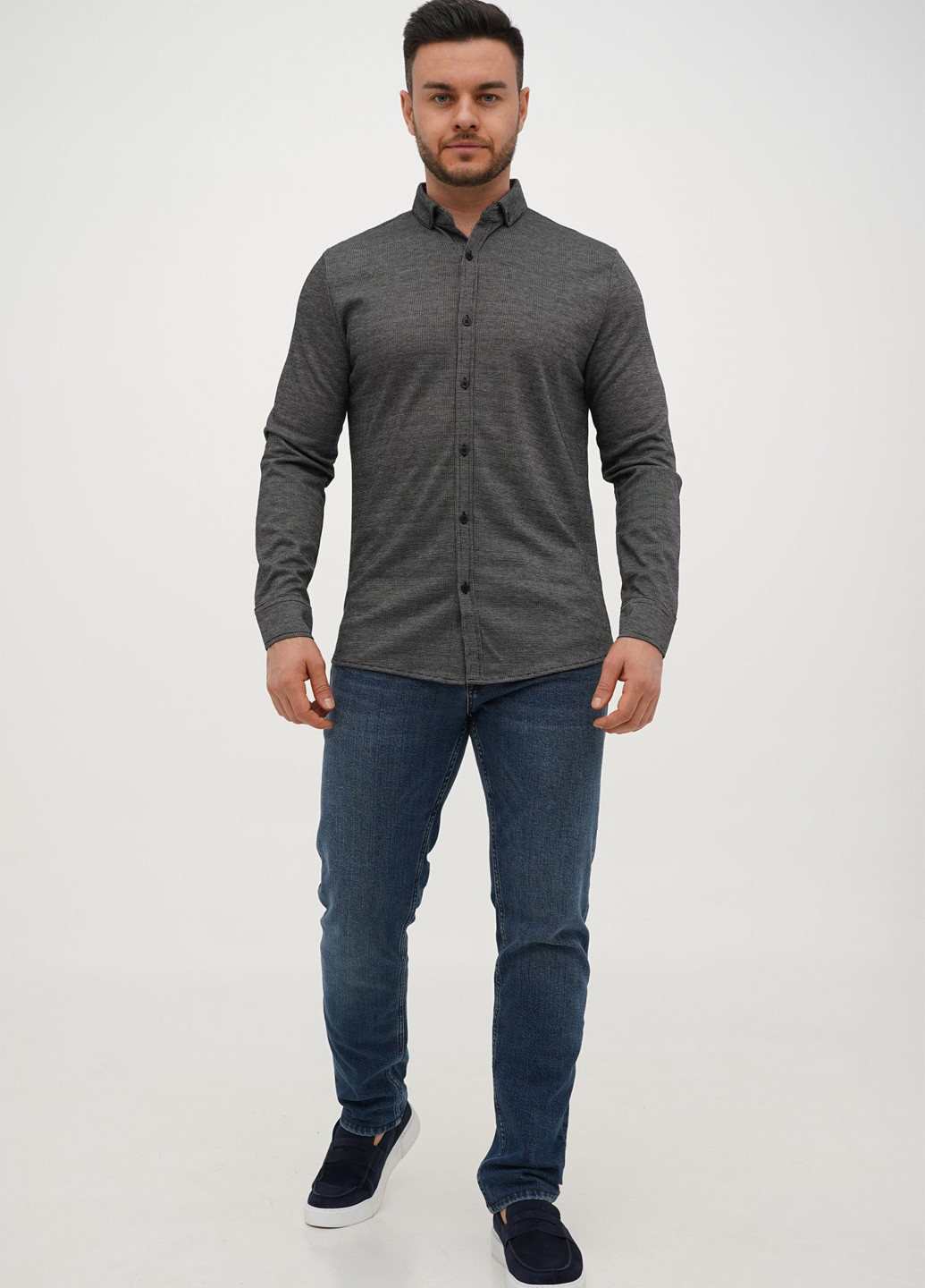 Черная кэжуал рубашка меланж Trend Collection