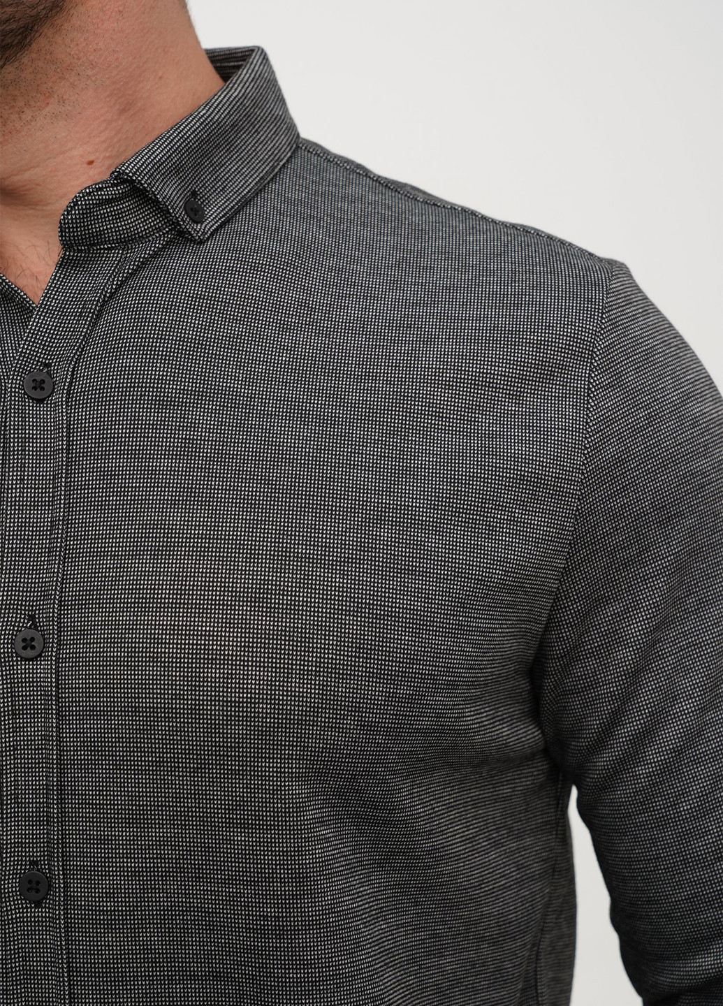 Черная кэжуал рубашка меланж Trend Collection