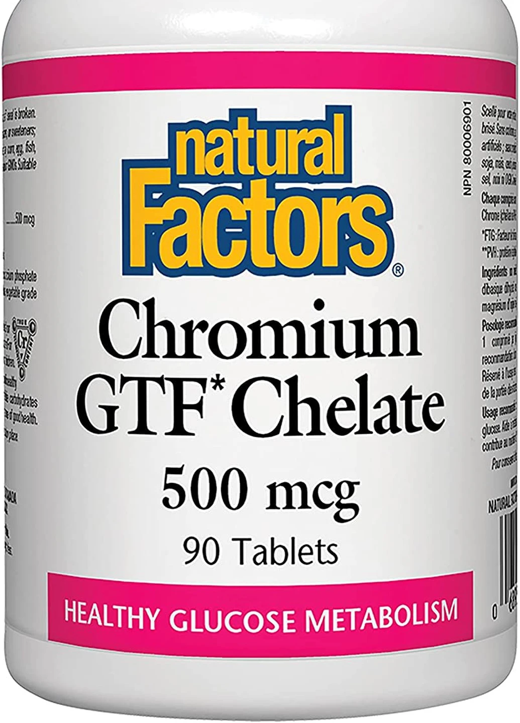 Хром Chromium GTF Chelate 500 mcg 90 Tablets Natural Factors (256027838)