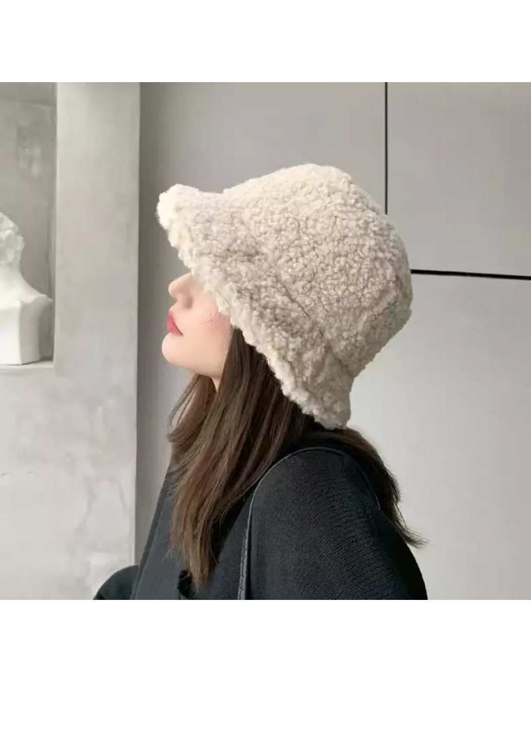 Жіноча хутрова зимова шапка панама тепла плюшева пухнаста Тедді баранчик каракуль Сірий NoName Панама (250515520)