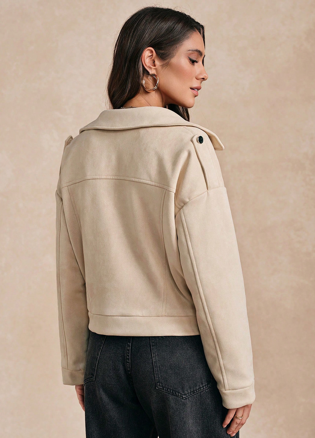 Світло-бежева демісезонна куртка косуха SHEIN